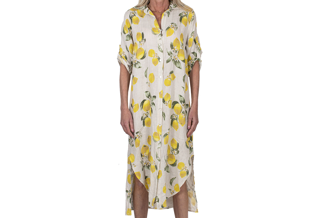 12461 Linen long Dress Citron